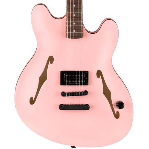 Squier Tom DeLonge Starcaster Electric Guitar, Rosewood Fingerboard, Satin Shell Pink