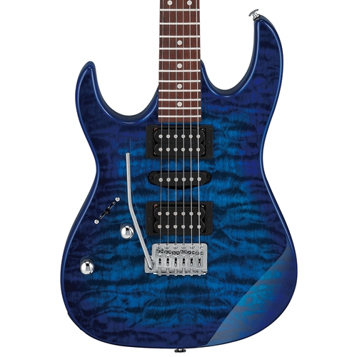 Ibanez GRX70Q70QAL Left-Handed Electric Guitar, Transparent Blue Burst
