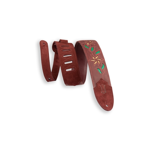 Levy's M4FV-BRG-TAN Flowering Vine Leather-Burgundy with Yellow Flowers