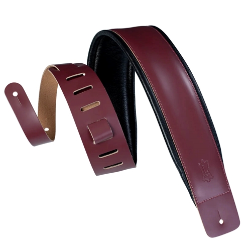 Levy's DM1PD-BRG 3" Wide Top Grain Leather Guitar Strap, Black, Larsen Leather Deluxe Series