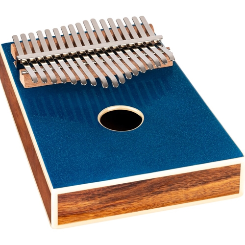 Ortega OKB4-MBL C Major 17-Key Solid Acacia Wood, Sparkle Metallic Blue Top Kalimba with Case