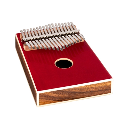 Ortega OKB4-MRD C Major 17-Key Solid Acacia Wood, Sparkle Metallic Red Top Kalimba with Case