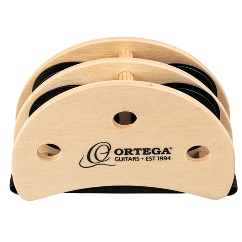 Ortega OGFT-NT Guitarist Foot Tambourine w/ 4 Pairs of Jingles for a Shimmer Accent, Natural