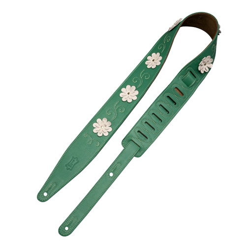 Levy's MG317IB-001 2.5" Daisy Chain Green Leather Strap with Flower Appliques
