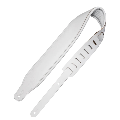 Levy's M26PD-WHT-WHT 3' Wide Top Grain Leather Guitar Straps - White