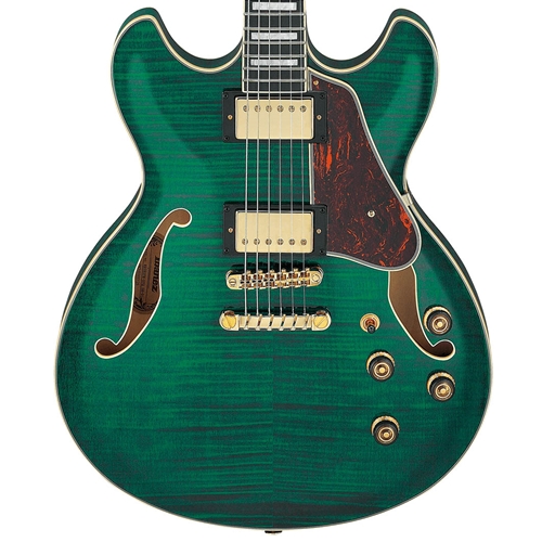 Ibanez AS93FM Artcore Expressionist Semi-Hollow Electric Guitar, Transparent Moss Green