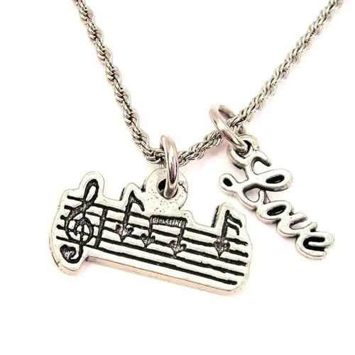 Chubby Chico Charms CH08534 Musical Bar 20" Rope Necklace with Love Accent