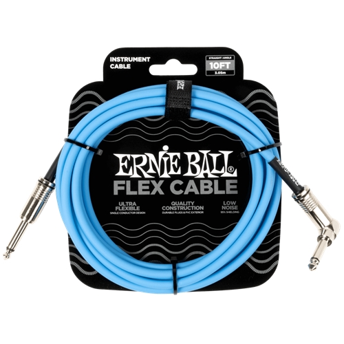 Ernie Ball P06464 Flex Instrument Cable Straight/Angle 10ft - Blue