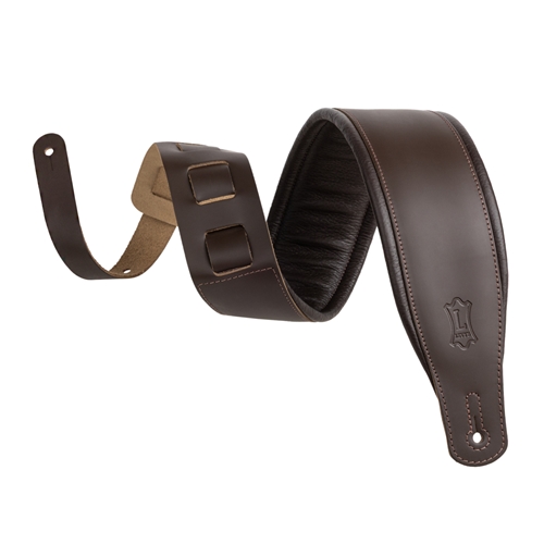 Levy's M26PD-DBR_DBR 3' Wide Top Grain Leather Guitar Strap - Dark Brown