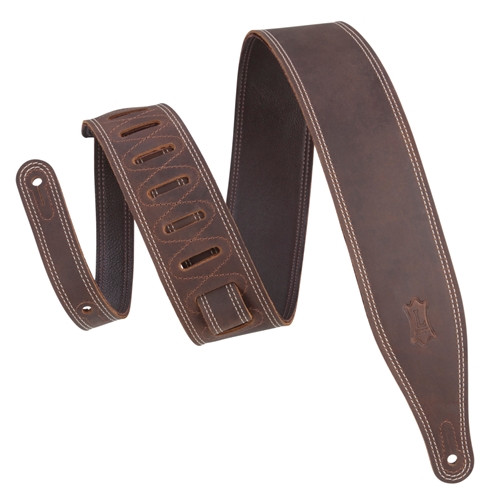 Levy's M17BDS-DBR 2.5" Garment Leather Guitar Strap, Dark Brown