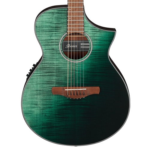 Ibanez AEWC32FM Acoustic Guitar with Electronics, Dark Green Sunset Fade High Gloss