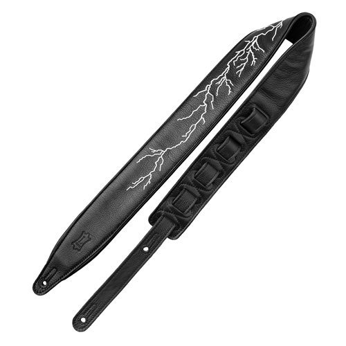 Levy's Night Life Series, Glow in the Dark Lightning Bolt 2.5" Leather Guitar Strap