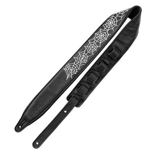 Levy's Night Life Series, Glow in the Dark Spider Web 2.5" Leather Guitar Strap