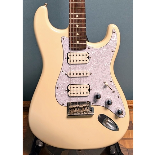 Used Fender American Standard HSH Stratocaster Electric Guitar, Olympic White
