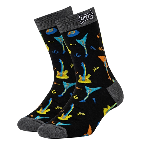 Levy's LVY-SOCK-ELECTGUITAR Unisex Electric Guitar Pattern Crew Socks