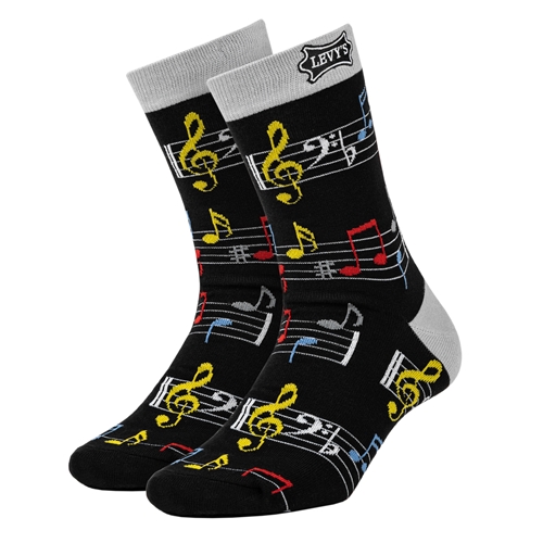 Levy's LVY-SOCK-NOTESCLR Unisex Colorful Music Note Pattern Crew Socks