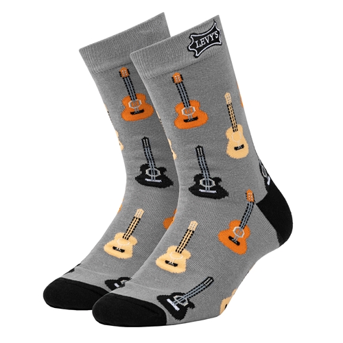 Levy's LVY-SOCK-ACOUGUITAR Unisex Acoustic Guitar Pattern Crew Socks