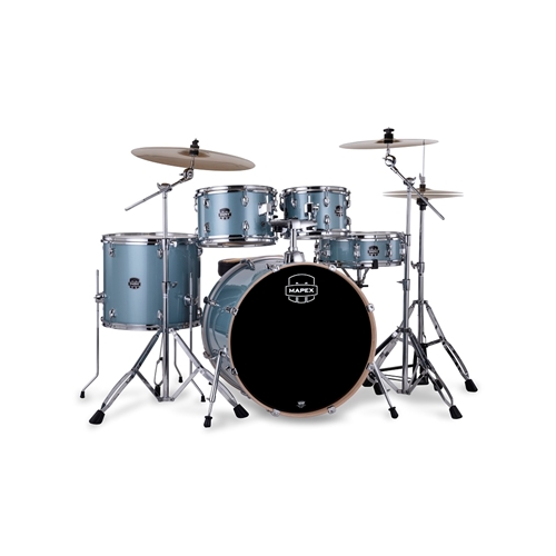 Mapex Venus 5-Piece Rock Complete Drum Set, 22" Bass Drum, Aqua Blue Sparkle