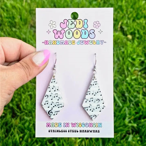 Jedi Woods JWDSMNE Diamond Shaped Music Note Earrings