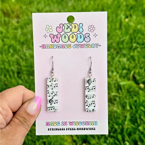 Jedi Woods JWMNBE Music Note Bar Earrings