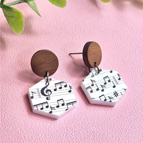 Jedi Woods JWMNDWST Music Note Dangle with Wood Stud Topper
