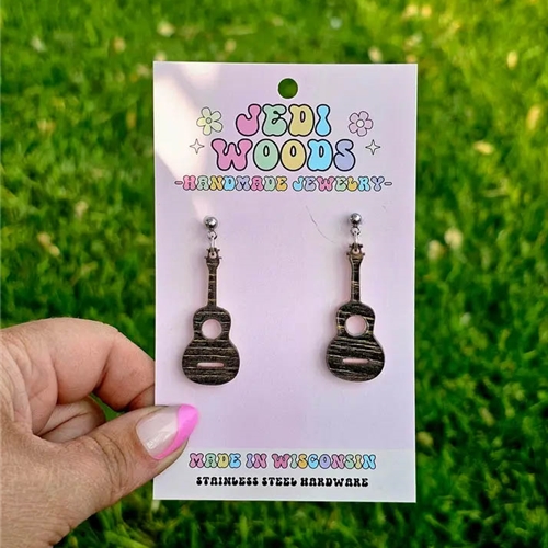 Jedi Woods JWWPAGE Wood Patterned Acrylic Guitar Earrings