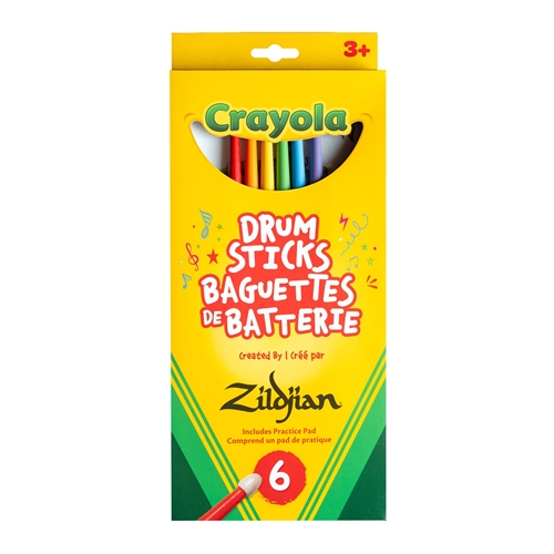 ZKIDS Zildjian x Crayola Pack, 6 Kids Drumsticks & Pad