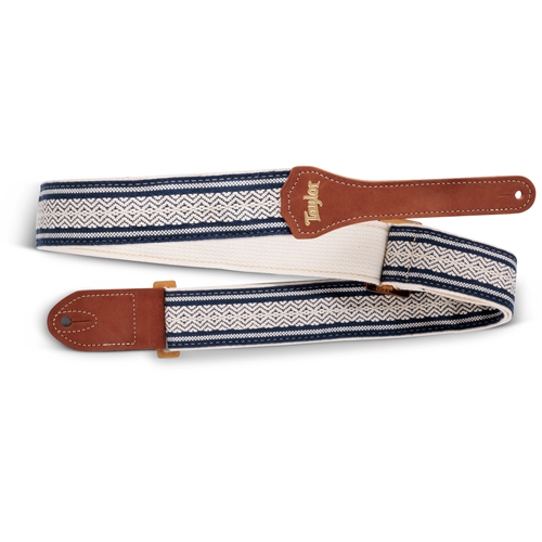 4016-20 Taylor Academy Strap,White/Blue,Jacquard Cotton, 2" Amber Buckle