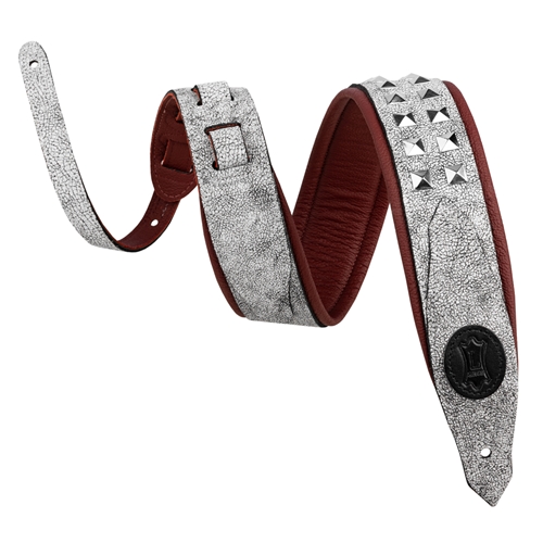 Levy's M80GRPDX-WHT Cracked White Leather Studded Strap