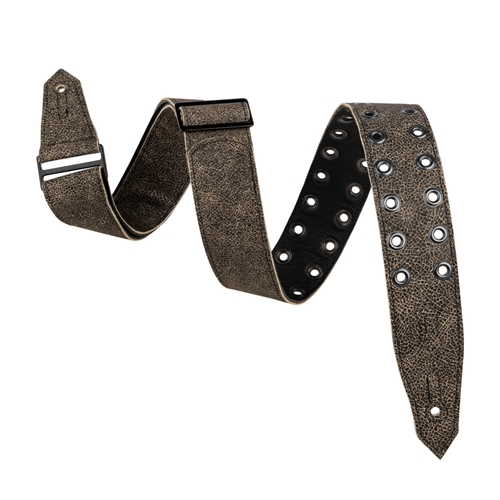 Levy's M80RBEY-BLK Distressed Black Leather Strap with Black eyelets and Black backing