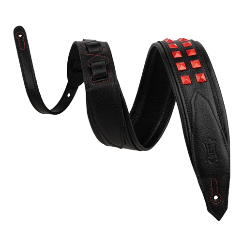 Levy's M81GRPDX-BLK Black Leather Strap with Red Studs