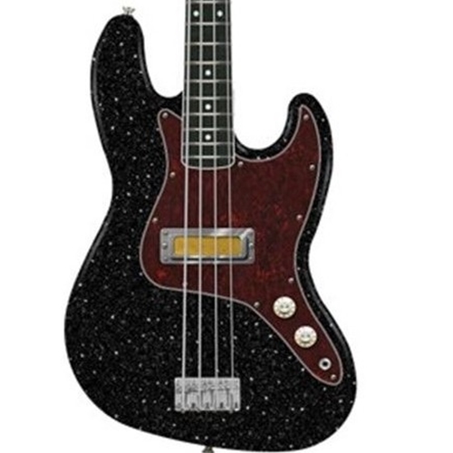 Fender Limited Edition Gold Foil Jazz Electric Bass Guitar, Black Sparkle Finish