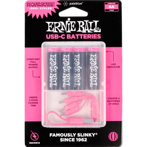 Ernie Ball P09643 USB-C Rechargeable AA Battery by Paleblue - 4-pack