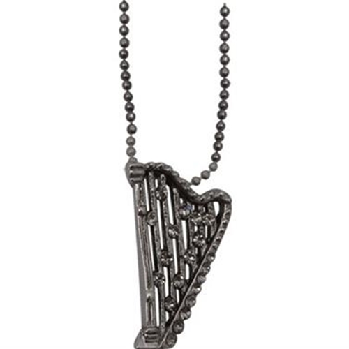 Aim N490 Harp Pendant Necklace / Silver with Silver Rhinestones