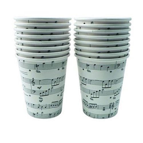 Aim AIM7409 Paper Cups Themed With Sheet Music (16 Per Pk, Cups 9fl. Oz)