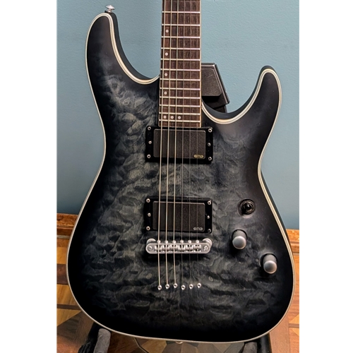 Used Schecter C-1 Platinum Electric Guitar, See-Thru Black