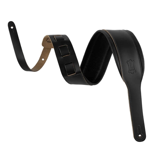 Levy's M26PD-BLK-ACO Black Acoustic Leather Guitar Strap