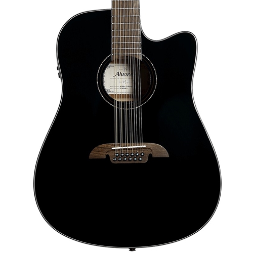Alvarez AD60ce 12-String Acoustic Guitar with Electronics, Black
