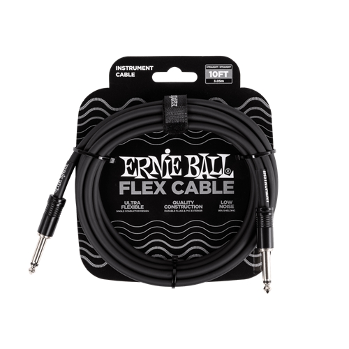 Ernie Ball P06434 Flex Instrument Cable Straight/Straight 10ft - Black