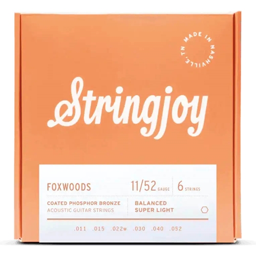 String Joy SJ-FW1152 Super Light Gauge (11-52) Foxwood Coated Phosphor Bronze Acoustic Guitar Strings