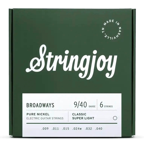 String Joy SJ-BR0940 Classic Super Light Gauge (9-40) Broadways Pure Nickel Electric Guitar Strings