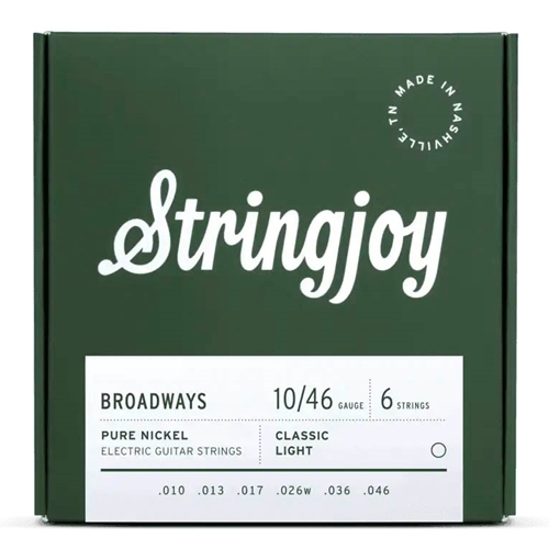 String Joy SJ-BR1046 Classic Light Gauge (10-46) Broadways Pure Nickel Electric Guitar Strings