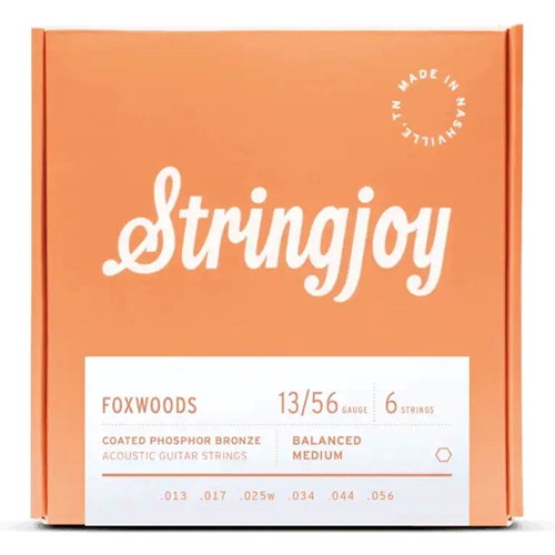 String Joy SJ-FW1356 Medium Gauge (13-56) Foxwood Coated Phosphor Bronze Acoustic Guitar Strings