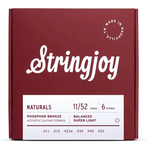 String Joy SJ-NB1152 Super Light Gauge (11-52) Naturals Phosphor Bronze Acoustic Guitar Strings