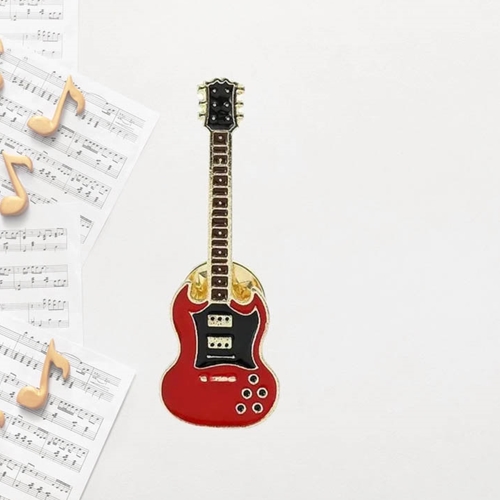 Magnifique 111168 Musical Instrument Guitar Brooch Enamel Badge Pin