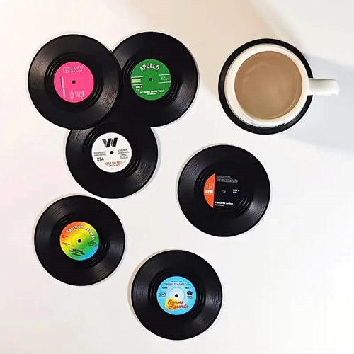 Magnifique 111825 Vinyl Record Styled Funny Coasters