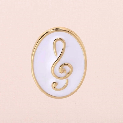 Magnifique AZ120182 Elegant Gold & White Trebel Clef Pin