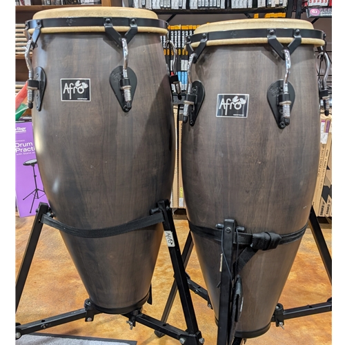 Used Pearl Afro Conga Set, Satin Gray