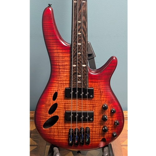 Used Ibanez SRD900F Fretless 4-String Electric Bass Guitar, Brown Topaz Burst Low Gloss