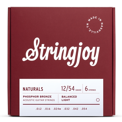 String Joy SJ-NB1254 Light Gauge (12-54) Naturals Phosphor Bronze Acoustic Guitar Strings